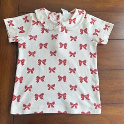 Kate Quinn Red Bow Peter Pan Collar Shirt | Size 3T