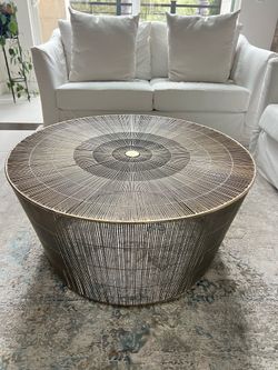 Pottery Barn Round Metal Coffee Table – 36”
