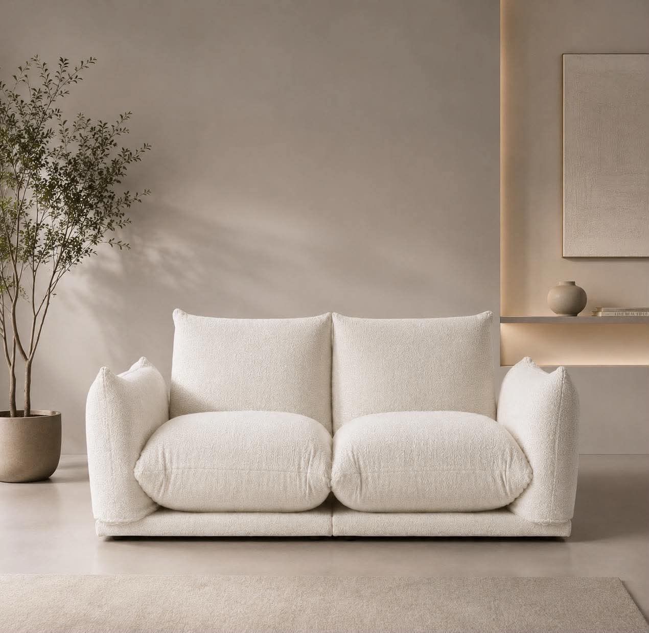 Mid-Century Modern Comfy Sofa Couch with Thick Cushion, Loveseat lambswool velvet H-66