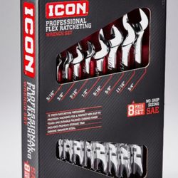 ICON 8PC. PROFESSIONAL FLEX RATCHETING WRENCH SET (SAE) NEW IN BOX!!