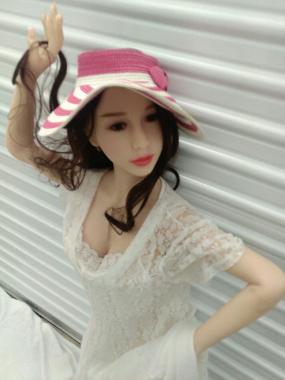 Pink & white Sun hat
