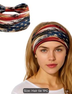 Patriotic Stars & Stripes Wide Headband - Red, White & Blue