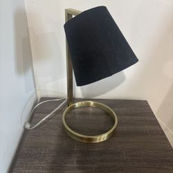 Modern Brass Table Lamp with Black Shade