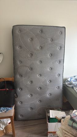 Twin Size Mattress Gray Tufted