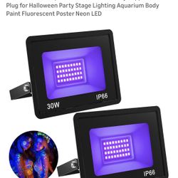 30W Black Lights 2 Pack, Waterproof Blacklight Flood Light for Halloween Decor