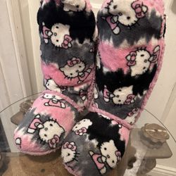 Warm Hello Kitty Booties Tall Vintage Adult Size 10-11