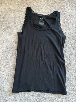 Faded Glory Black Lace Trim Tank Top Women’s XXL 2X Sleeveless Cami