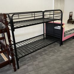 Black Twin Over Twin Metal Bunk Bed 