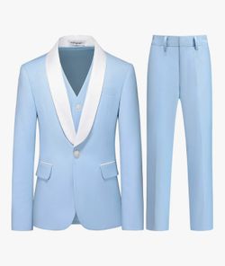 Boy Suits 3 Piece Slim Fit Formal Suit Set with Tuxedo Jacket Vest Pants for Kids Wedding Ring Bearer Party