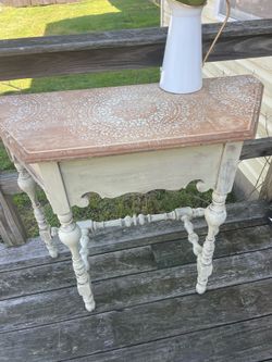 Solid wood one drawer boho desk / entry way table