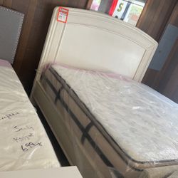 King size headboard, footboard, and rails and Simmons mattress at bed made by American drew brand new