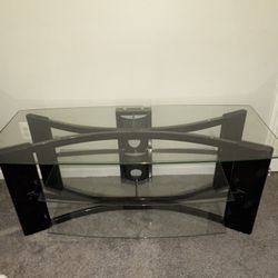 Black Three Glass Shelfs Tv Stand