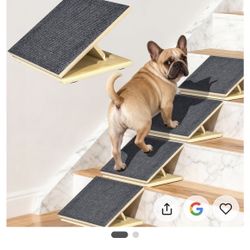 Dog Ramps for Stairs, Adjustable Stair ramp for Dogs,Portable Dog Stairs with Mat for Small Dogs and Cats, Non-Slip Pet Steps for Elde