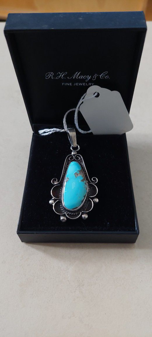 Turquoise And Sterling Silver Pendent  Sale
