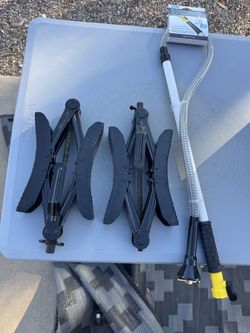 Rv wheel chocks and toilet sprayer