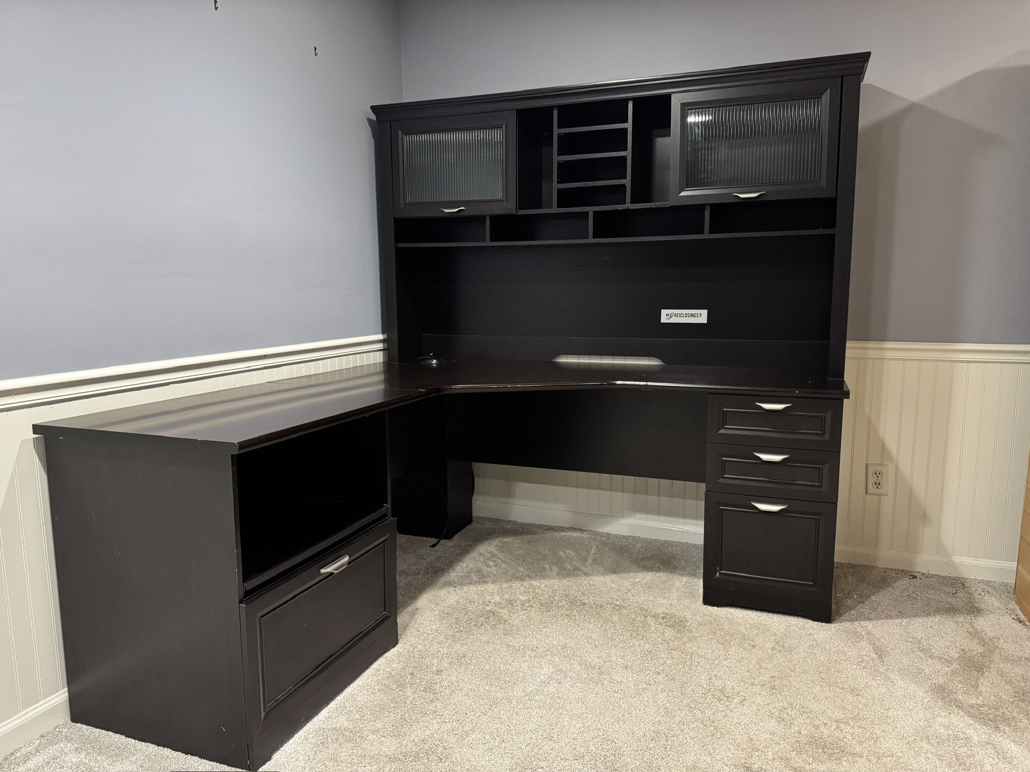 Large L Shaped Executive Desk Hutch