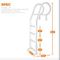 XtremepowerUS Adjustable Swimming Pool Ladder 4-Step for Entry Exit Ladder SKU: 75220