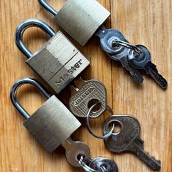 Mini Solid Brass Padlocks with Spare Keys, Set of 3, 3/4”