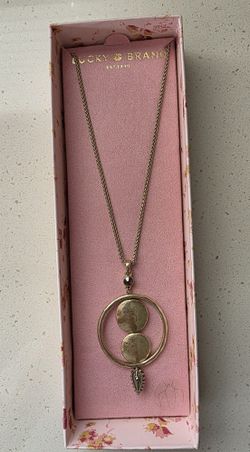 Lucky Brand Gold-Tone Double Disc & Leaf Circle Pendant Necklace