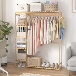 Garment Rack Bamboo Clothes