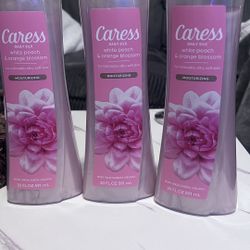 (3) Caress Body Wash - White Peach Orange Blossom Scent 