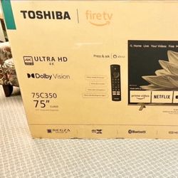 75 Toshiba Tv Smart 4k HDTV In Box 6 Month Warranty.  Free Delivery. 