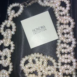 HONORA Circle Link White Freshwater Pearl Sterling Silver Necklace