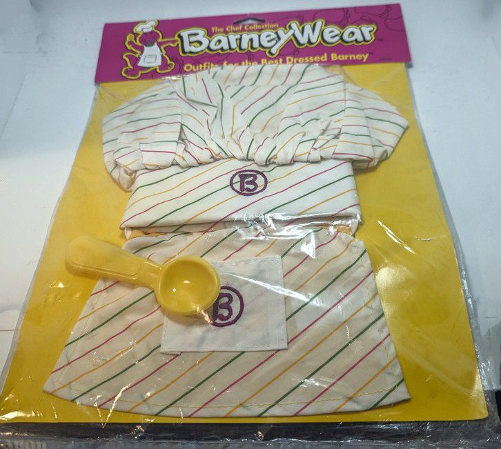 Vintage BarneyWear Chef Collection Outfit Barney the Dinosaur Costume Sealed
