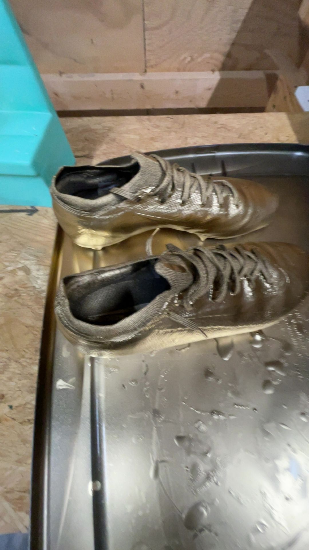Golden Mecurials The Picture With Two Cleats Is For Example Of What The Mecurials Looked Liked Before I Customized Them Gold THE WHITE CLEATS ARE NOT
