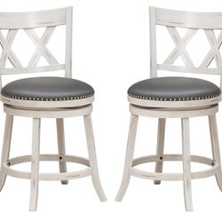 $125 For 2 New Assembled 25.5" Bar Stools Set of 2 Swivel Counter Height Stools w/Back Barstool