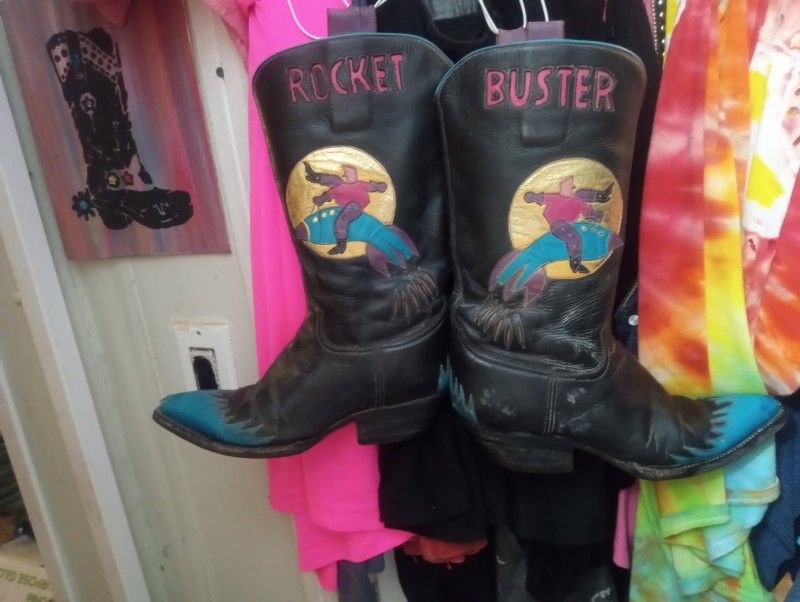 Vintage Rocket Buster Cowboy Boots – Handcrafted Western Art