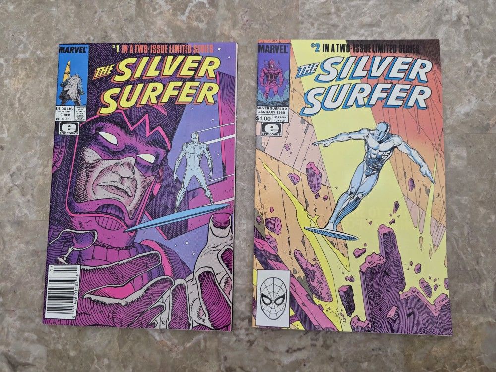 Silver Surfer #1 & #2 (Stan Lee/ Moebius) Marvel Epic 1988 Comic Book Set