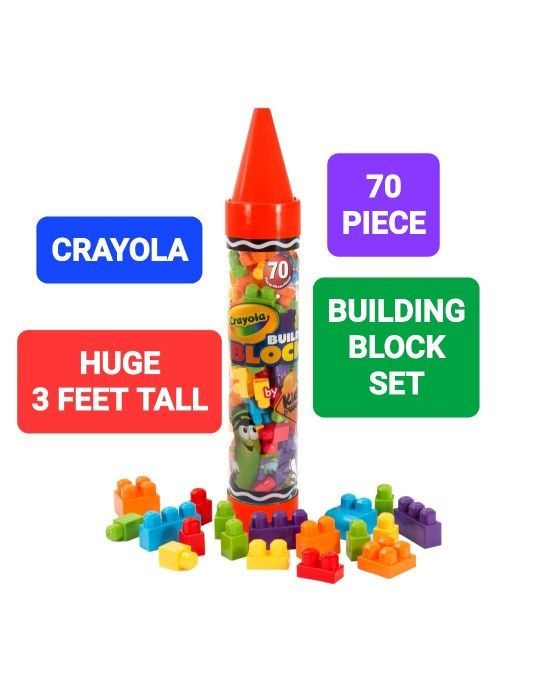 HUGE 3 Feet Tall. Crayola 80 Piece Building Block Set PreOwned