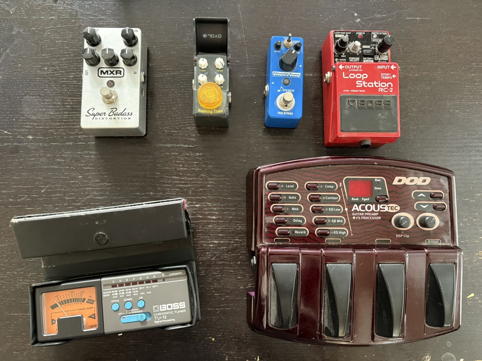 Various Guitar Effects Pedals (Boss, Donner, Joyo, MXR)