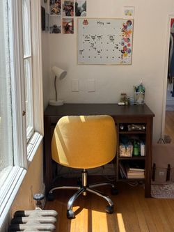 Selling desk, lamp, and chair