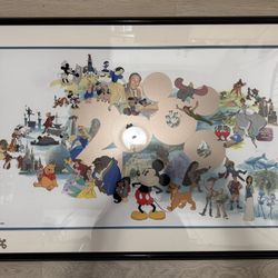 Disney Sericell "Welcoming A New Millennium" Animation Cell Art 28" X 42". Nice condition. Very cool rare piece. #7/2000. Comes with the certificate
