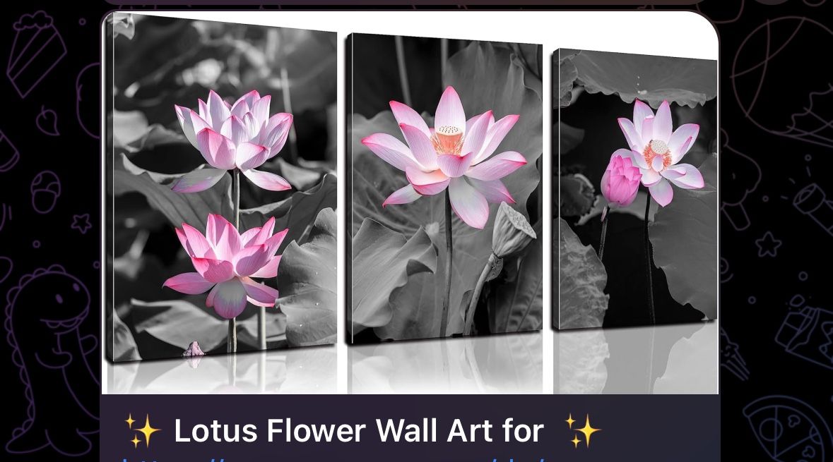 Lotus Flower Wall Art, Pink Floral , 12X16