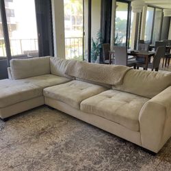 Beige Suede Sectional Couch/Sofa - Delivery Available 🚚