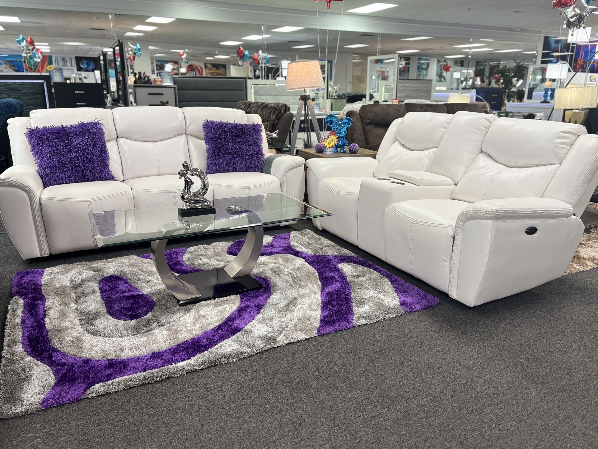 White Power Recliner Sofa& Loveseat Set (Furniture Assembly) For Sale 35%