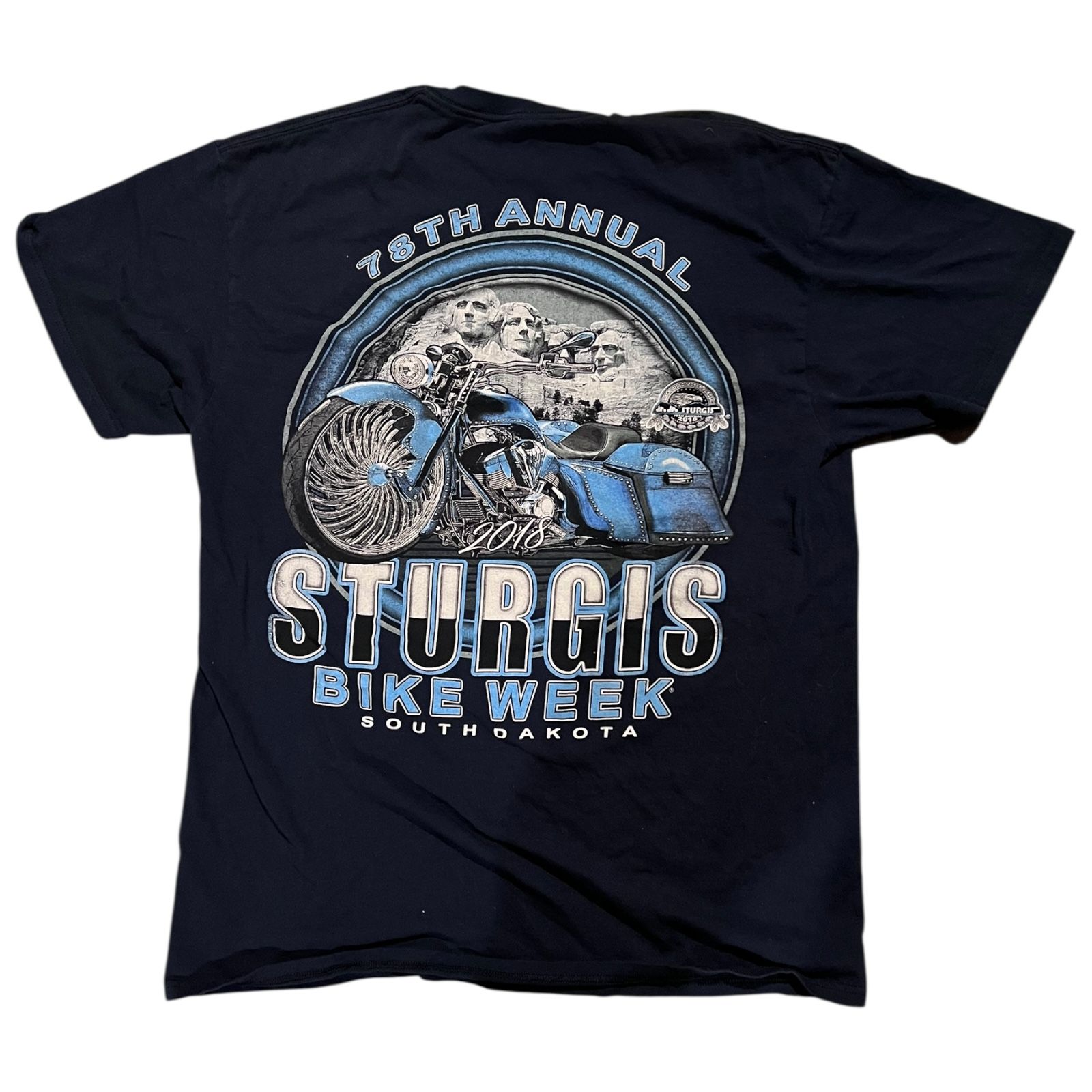 2018 Sturgis Bike Week South Dakota 78th Annual Biker T-Shirt Size L Navy Blue