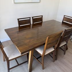 Solid Wood 6 ft. Dining Table With 6 Chairs