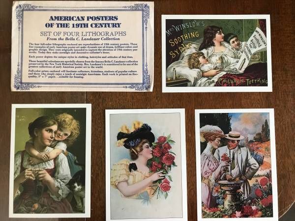 Vintage Set of 4 Lithographs Bella C Landauer Women Collection 5" x 7"