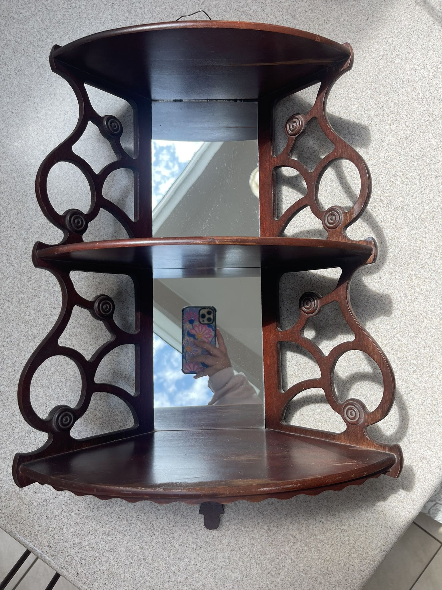 Vintage Mahogany Shelf & Mirror