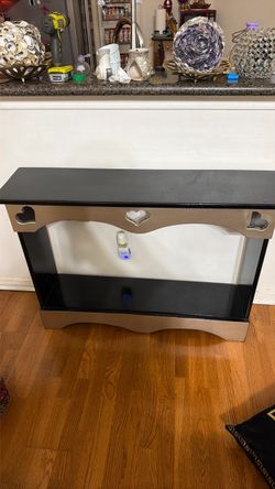 Black and Gold Console Table with Heart Cutouts