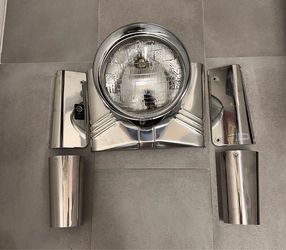 Chrome 5-Piece Fork Tins Slider Covers Harley Softail + Headlight