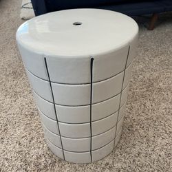 Ceramic White Check Accent Table