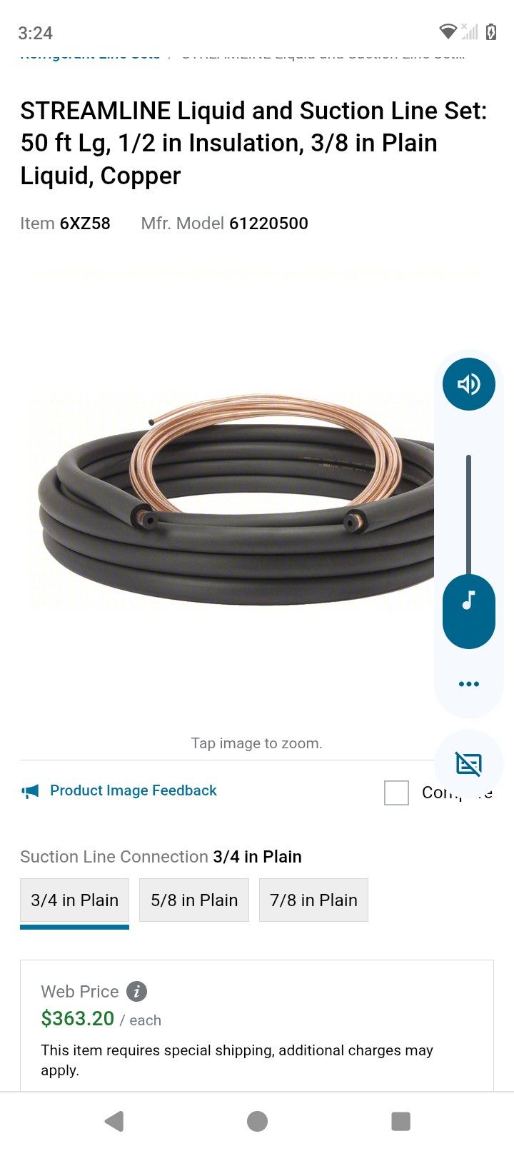 3/8 And 1/2 In Insulated Line Set
