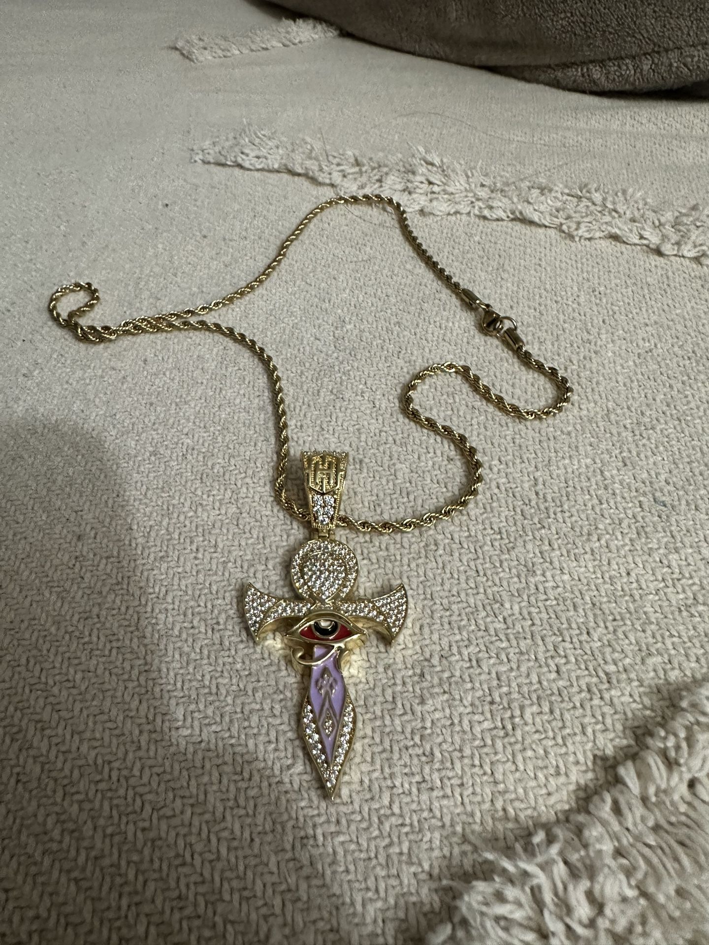 Helloice Gold Eye of Horus Ankh Cross Pendant