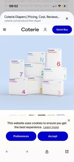 Brand New Coterie Baby Diapers Full Box (6 Packs) - Ultra Soft & Premium