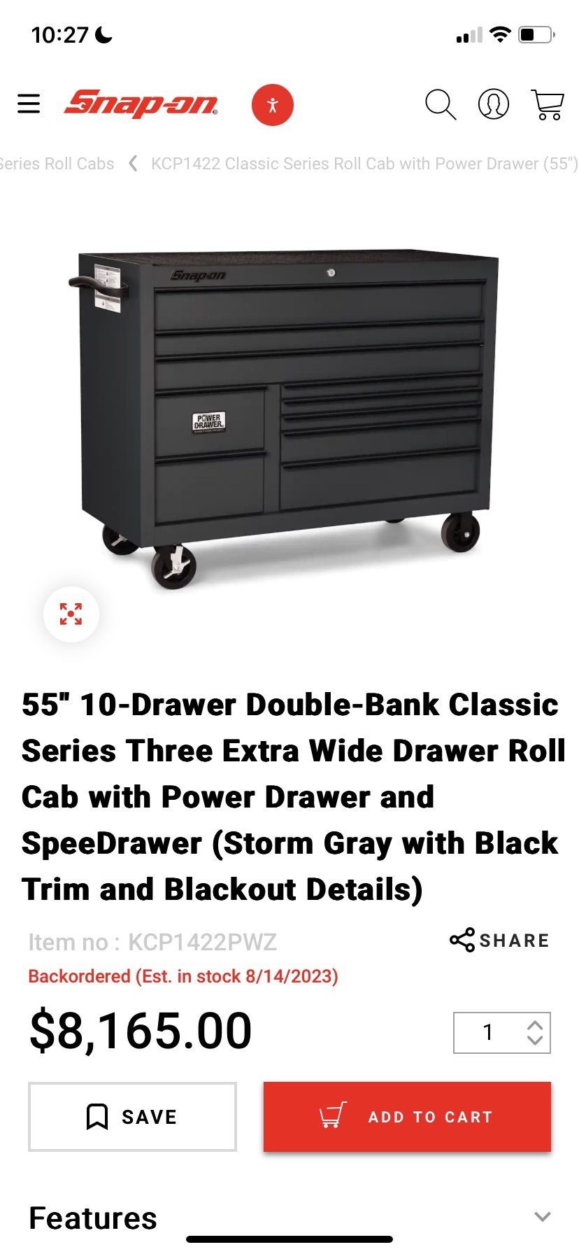 Snap-on Tool Box With Power Drawer